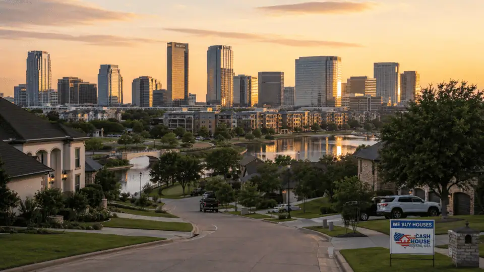 Irving Texas Las Colinas Neighborhood Skyline - beautiful sunset